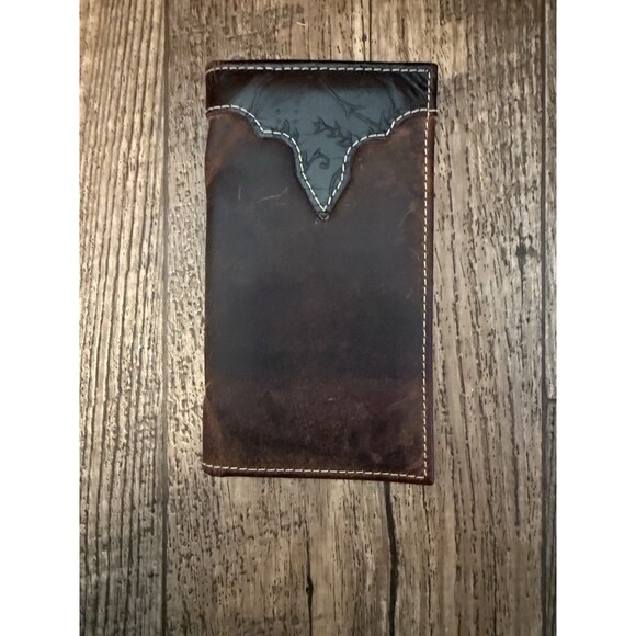 AMERICAN BISON LEATHER WESTERN WALLET/CHECKBOOK COVER - Picture 1 of 10